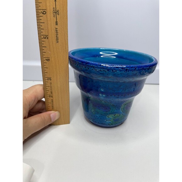 Vtg Bitossi Rimini Blue Planter Cachepot Paisley Rosenthal Netter Aldo Londi - Picture 10 of 10